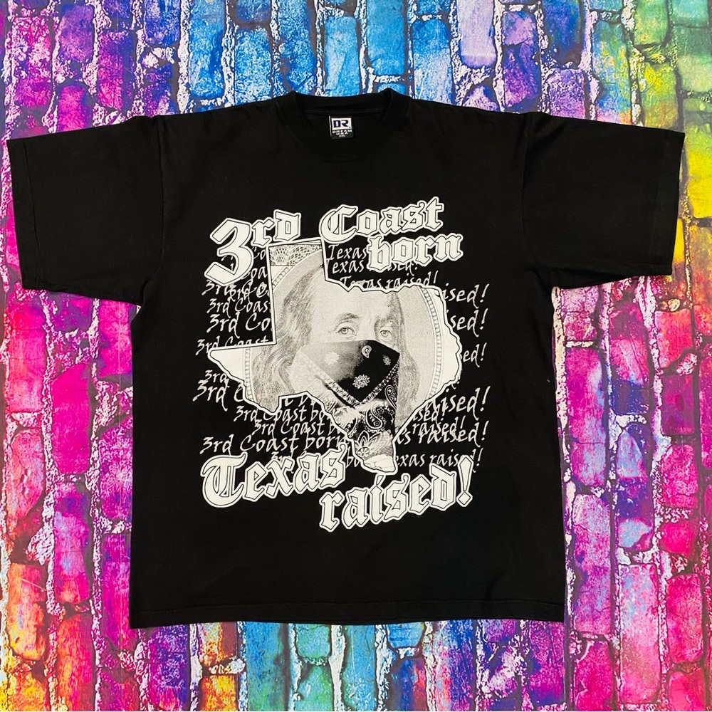Vintage Rap Tee Texas Rap Black Crew Neck 3rd Coast Born Texas Raised 3XL